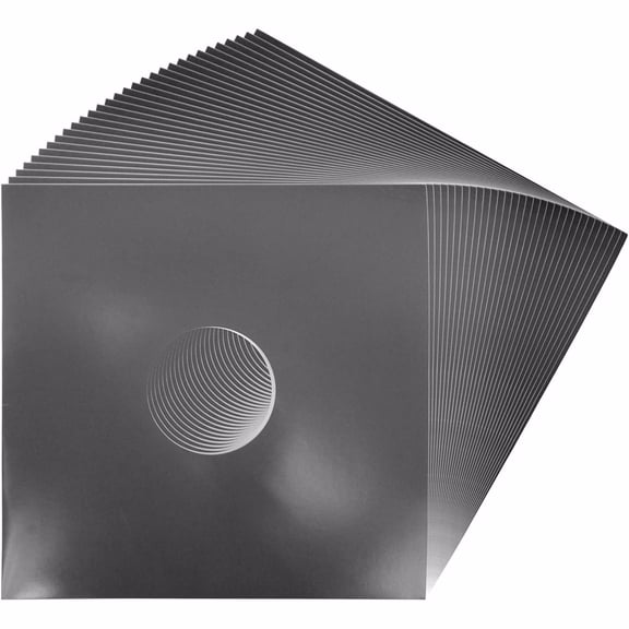 (25) 12" Colored Vinyl Record Jackets with Center Hole - Glossy Gray #12JWGYHH