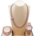 thumbnail image 3 of Men Hip Hop Luxury Micro Pave Cubic Zirconia Miami Cuban Watch set Necklace bracelet Iced Out Cool 18k Layered real gold Plated - Rose Gold #58, 3 of 5
