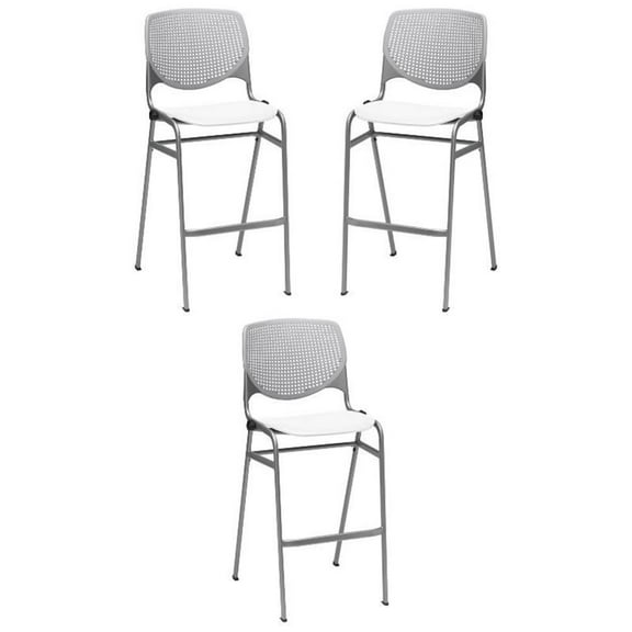 Home Square Stack Barstool in Light Grey Back/White Seat - Set of 3