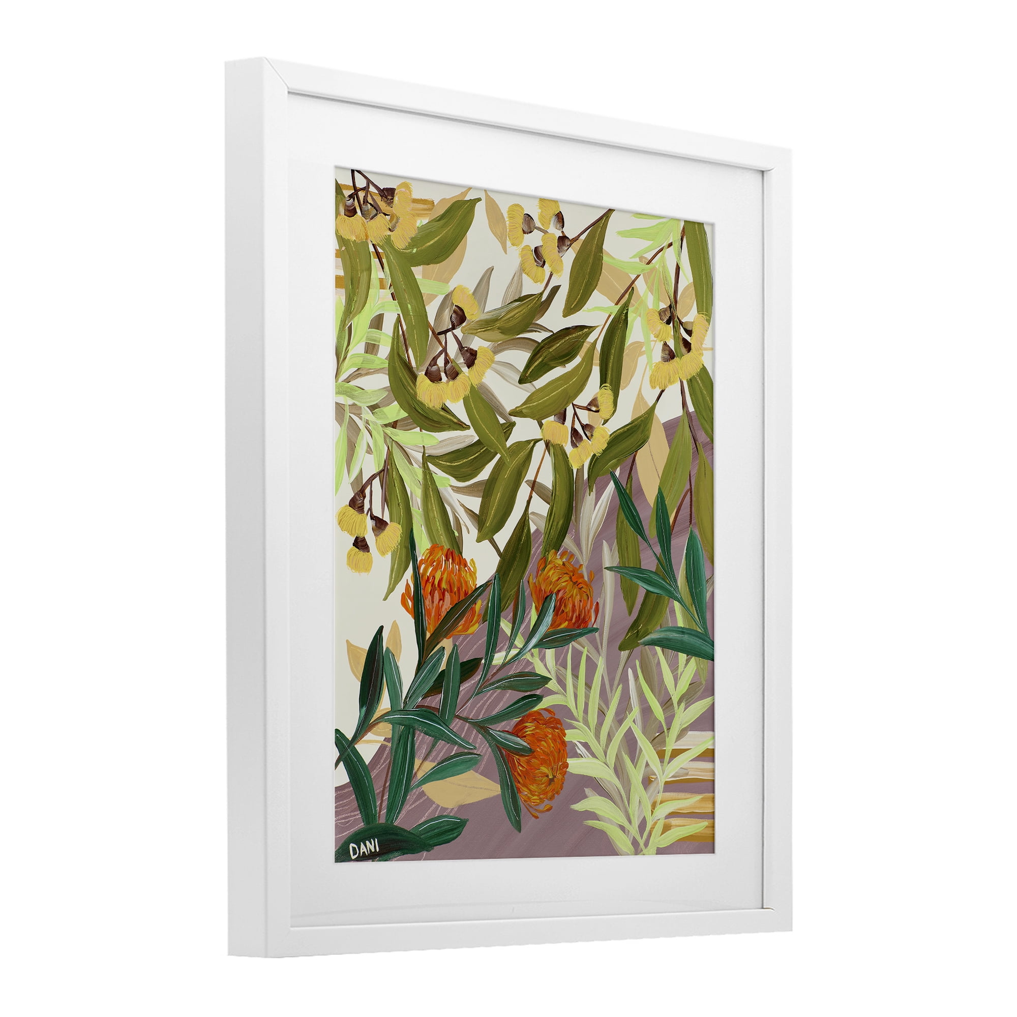 Stupell Industries Walk With Me Florals White Framed Print Under Glass, design by Dani Heyward