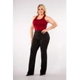 thumbnail image 2 of Plus Size High Waist Flare Pants With Front Pleating  Button Waist Detail - Black, 2 of 8