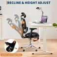 thumbnail image 6 of Ergonomic Mesh Office Chair with Footrest, Adjustable Armrests, Dynamic Lumbar Support, Recline & Tilt Function, High Back Design, Rolling Caster Computer Chair for Home Office, Black, 6 of 8