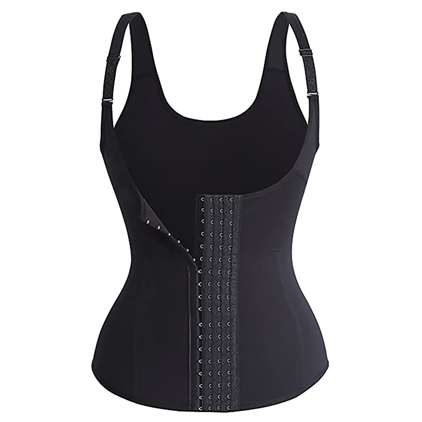 Memoryee Dames Korset Taille Afslanken Body Shaper - Neopreen Training Vest Met Verstelbare Riemen En Ritssluiting, Zwart 3XL