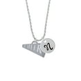 thumbnail image 2 of Delight Jewelry Acrylic 1.25" Silvertone Cheer Megaphone Silvertone Script Initial Disc - N - Charm Necklace, 20"+3", 2 of 4