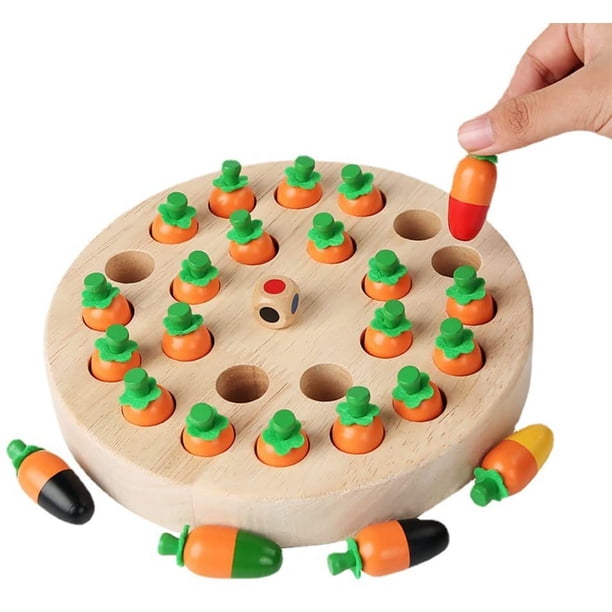 Juego de memoria para niños, zanahoria, juego de memoria de madera para niños, color cognitivo y entrenamiento de memoria, regalo de juego familiar para niños y niñas
