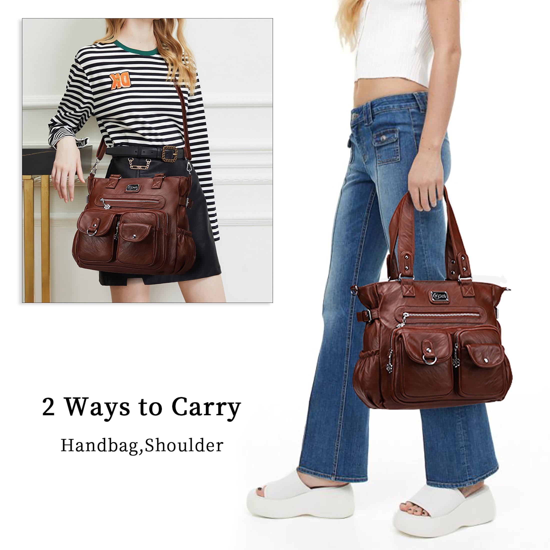 KL928 Large Purses for Women Shoulder Handbags Large Crossbody Hobo Bag for Women(Chestnut Brown)