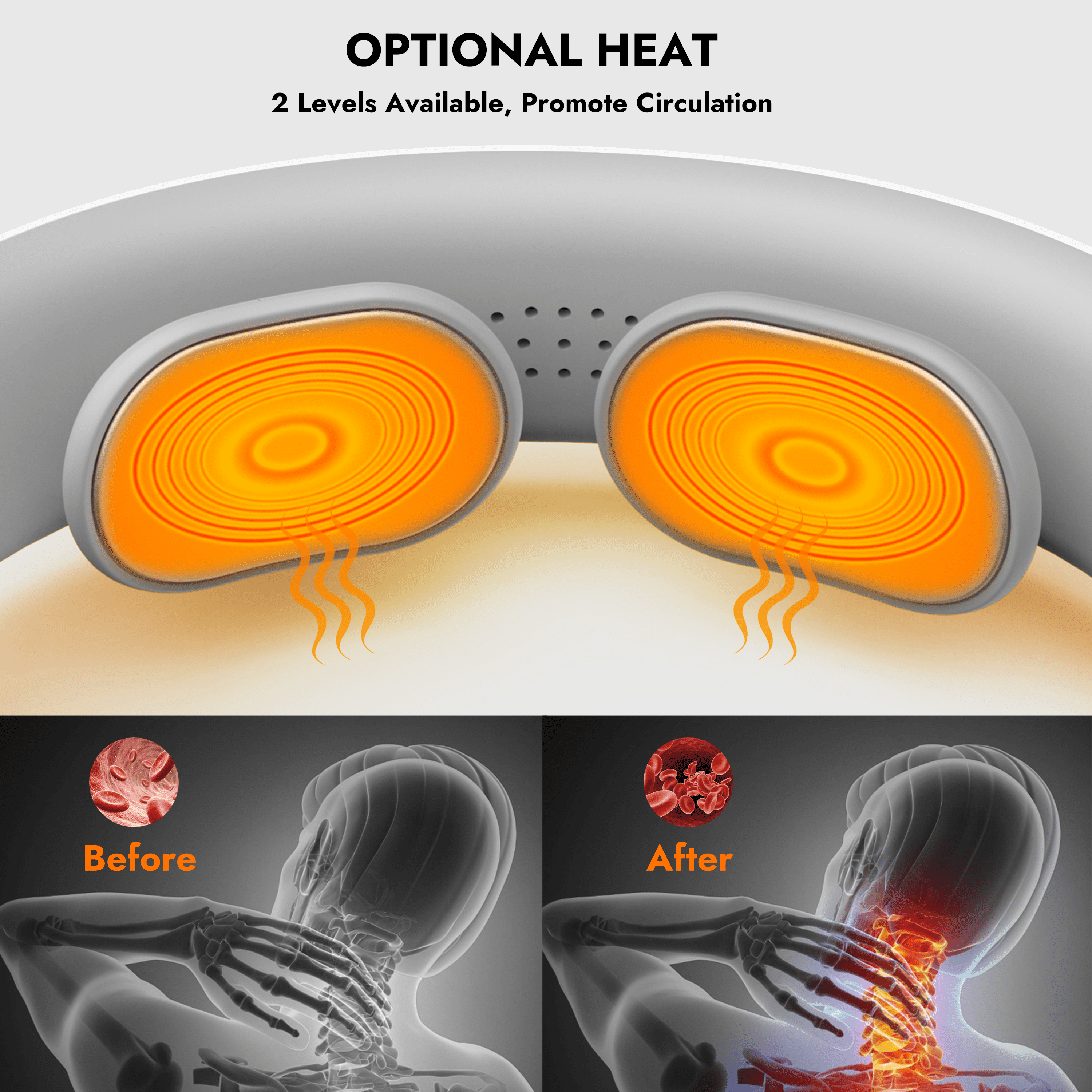FIT KING Neck Massager with Heat,Fatigue and Pain Relief,TENS Intelligent Neck  Massager Cordless and