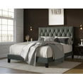 thumbnail image 2 of Home Design Daisy Twin Modern Upholstered Platform Bed Frame with Button Tufted Headboard, PU Gray Leather, Easy Assembly, 2 of 7