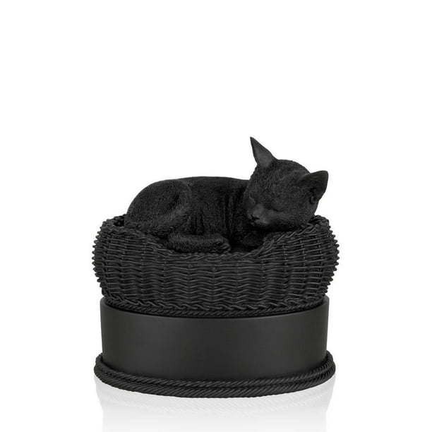 Perfect Memorials Black Cat in Basket Cremation Urn