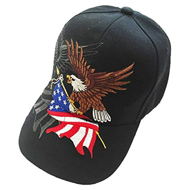 Patriotic Baseball Cap American Flag Bald Eagle Hat Red White and Blue