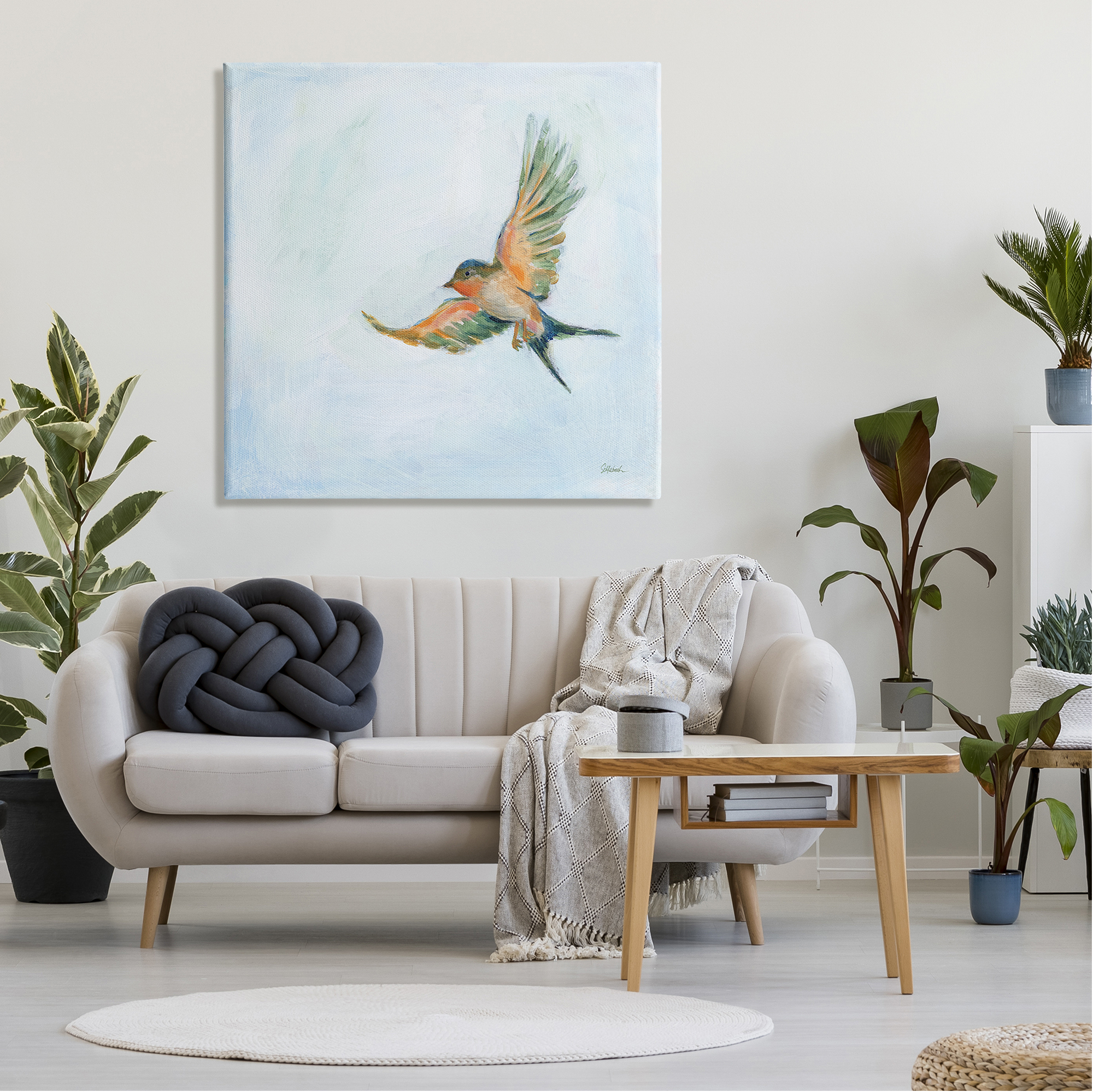 Stupell Industries Flying Hummingbird Painting Animals & Insects Painting Gallery Wrapped Canvas Print Wall Art, 36 x 36