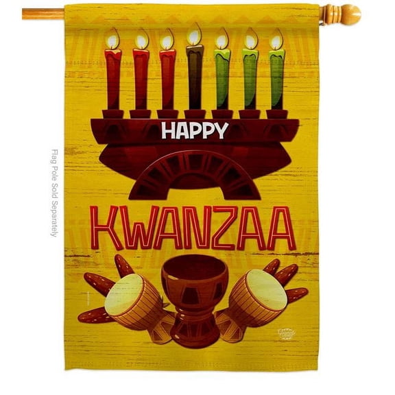 Ornament Collection H190021-BO 28 x 40 in. Kwanzaa Party House Flag Black History Double-Sided Decorative Vertical Flags Decoration Banner Garden Yard Gift