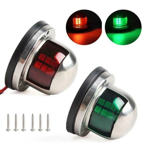 LABLT Pair for Marine Boat Yacht Pontoon 12V Stainless Steel LED Bow Navigation Lights