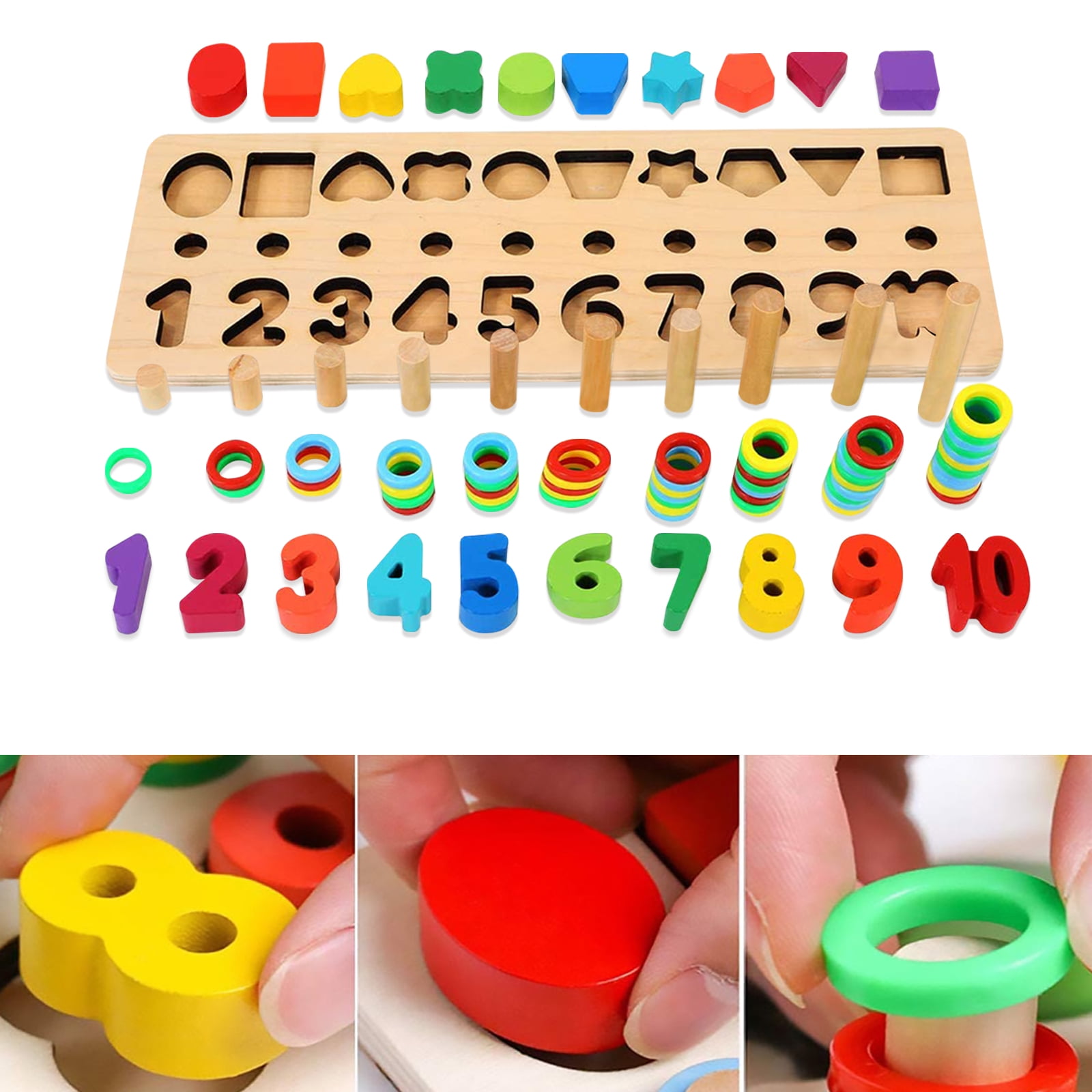 Wood Chunky Jigsaw Toys, Math Preschool Educational Learning Toys