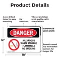 thumbnail image 2 of (2 Pack) Hazardous Waste Storage Flammable No Smoking OSHA Danger Sign 18 Inch X 12 Inch Plastic Sign, Weather Resistant, UV Protected for Workplace, Business, and Construction Site,, 2 of 8