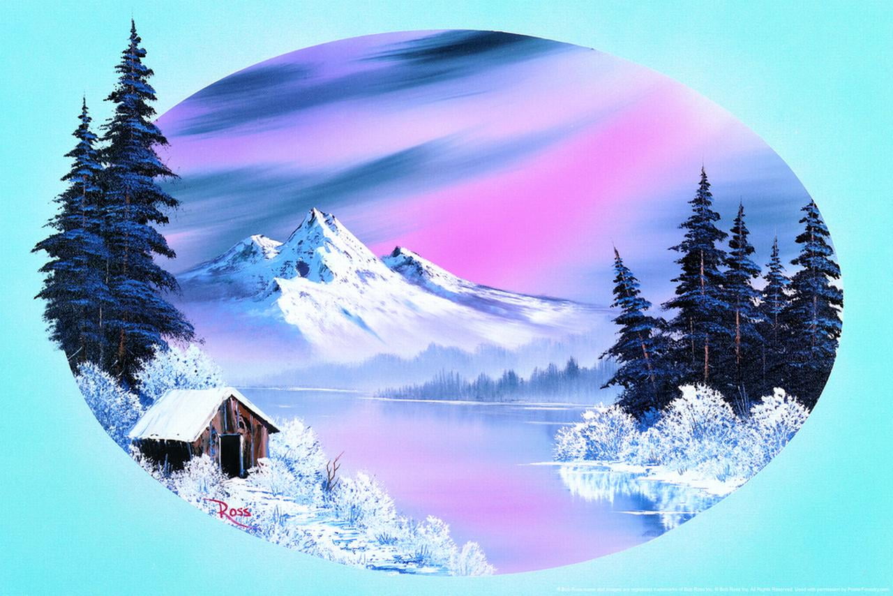 Bob Ross Winter Oval Art Print Painting Bob Ross Poster Bob Ross ...