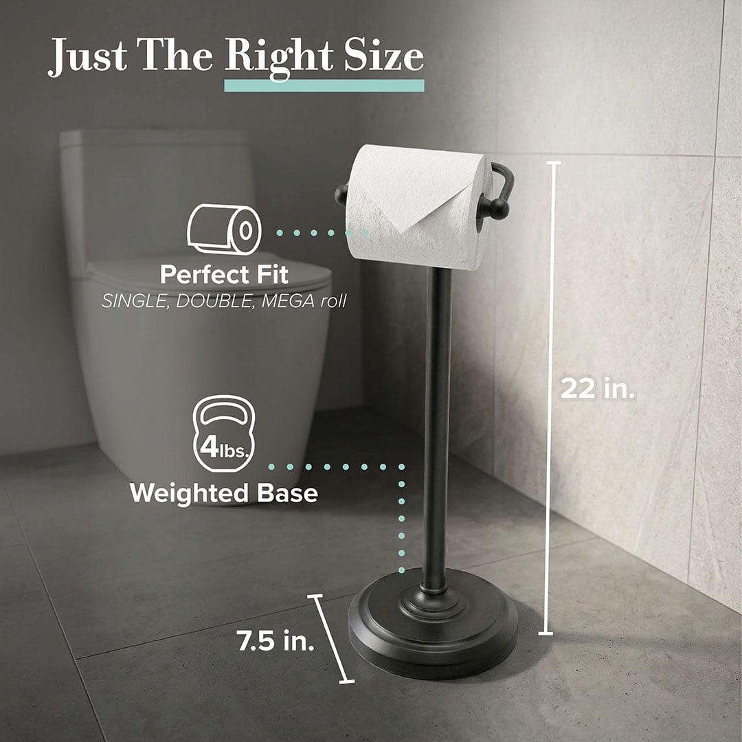 Gatco Freestanding Pedestal Toilet Paper Holder, Matte Black