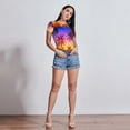 thumbnail image 7 of KLL Women 's Crew Neck Bodysuit Jumpsuits Palm Trees at Sunset Print Short onesies Stretch T Shirts, 7 of 7
