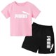 thumbnail image 3 of Conjunto de 2 piezas de camiseta y pantalones cortos con letras de marca de moda de verano para niños y niñas de 3 a 13 años, top informal de manga corta, conjunto deportivo Sunshine, 3 of 5