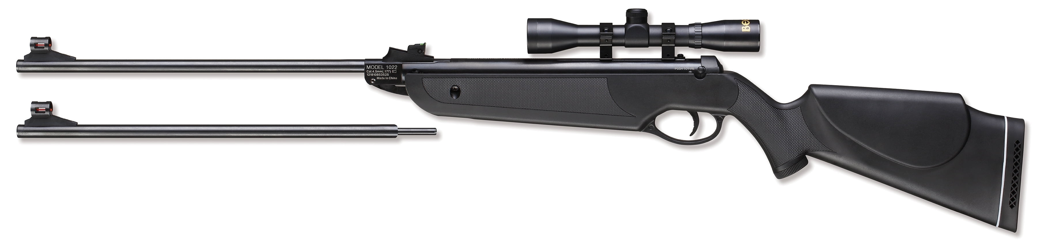 Beeman 1022 Black Cub DC Air Rifle Combo (Dual Caliber .177 or .22), Synthetic Stock, 4 X 32 Scope