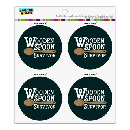 

Wooden Spoon Survivor Funny Refrigerator Fridge Locker Vinyl Circle Magnet Set
