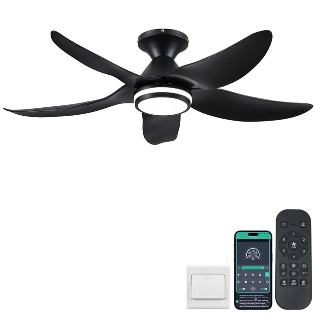 Ventilador de techo Kviflon 116 cm con luces y mando a distancia, color negro