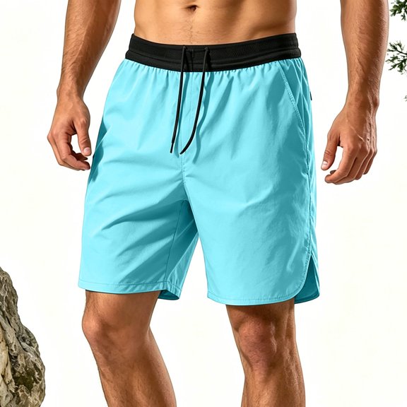 Aimik Men's Athletic Shorts Contrast Wide Waistband Drawstring Lightweight Summer Shorts for Jogging Training Daily Gym Sports