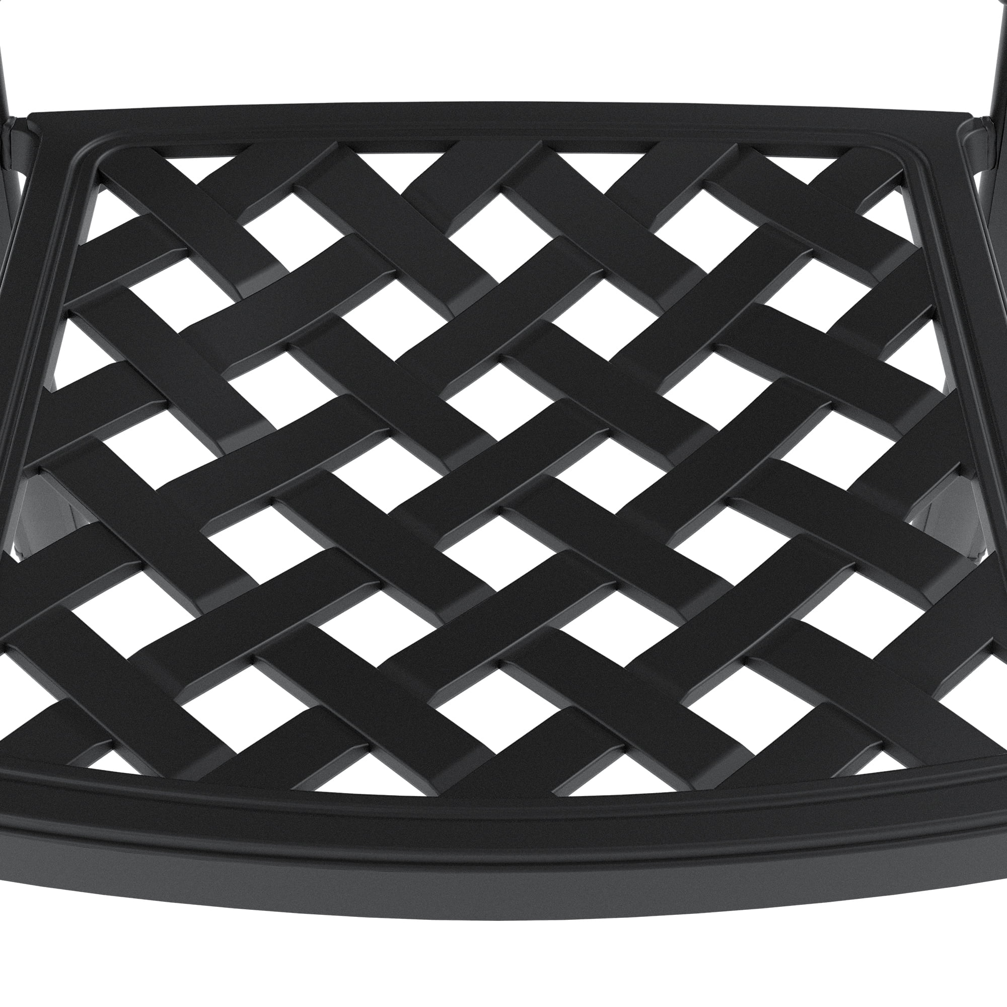 Cast Aluminum Patio Dining Chairs Set of 2 with Black Frame and Red Cushions for Garden Deck, Black