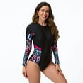 thumbnail image 6 of IDOPIP UV Protection Surfing Tropical Printed Women's Swimming Suit, One Piece (Black), L, 6 of 8
