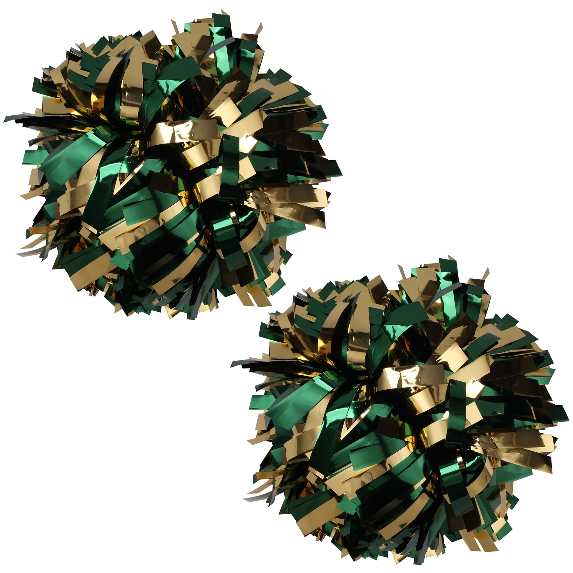 Metallic Cheer Pom Poms Cheerleading Cheerleader Gear 2 pieces one pair poms(Forest Green/Gold