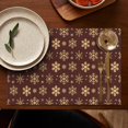 thumbnail image 4 of Brown Christmas Snowflake Pattern Summer Placemats Table Placemats Set Of 6-Linen Kitchen Washable Placemats Table Mats 11.8"x17.7" Non-Slip Heat Resistant, 4 of 5