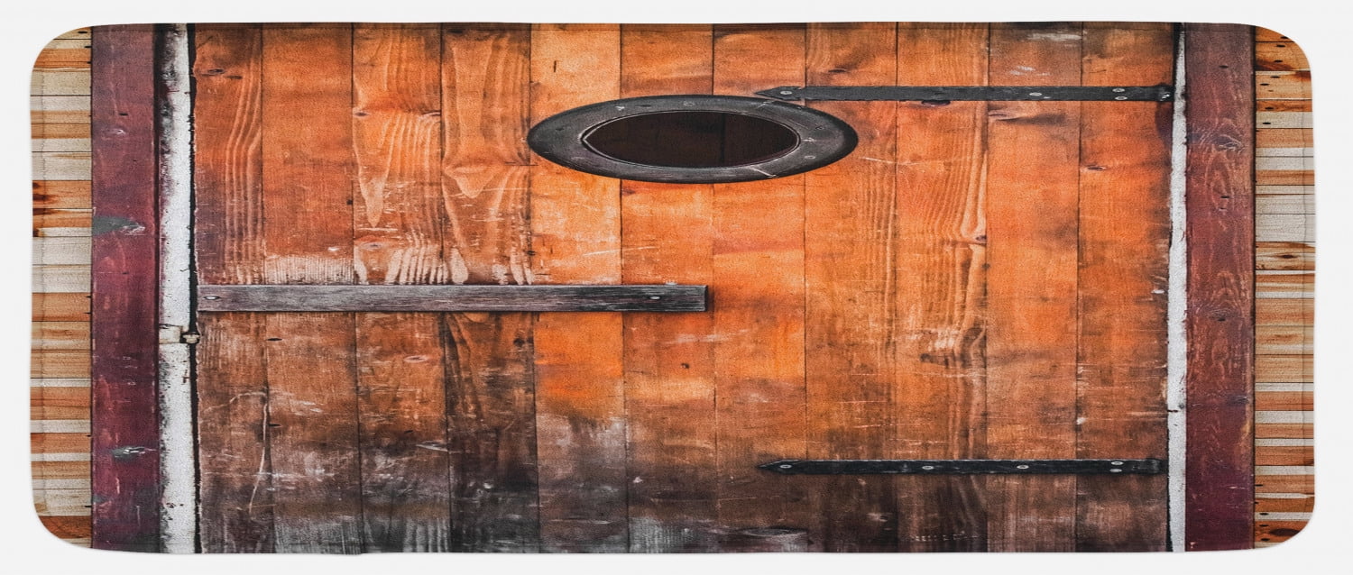 Rustic Kitchen Mat, Photograph of Antique Knotted Pine Wood with