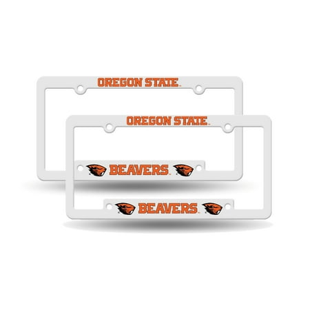 Ncaa Plastic License Plate Frame - Oregon State Beavers NCAA Raised Letter White Plastic License Plate Frame Set