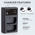 thumbnail image 4 of K&F Concept LP-E6/LP-E6N/LP-E6NH Camera Battery Charger, Dual Slot Type-C/Micro USB Charger for Canon EOS R5, R6, R, EOS 5D Mark IV, 5D Mark III, 5DS, 5DS R, 5D Mark II, 6D, 4 of 7