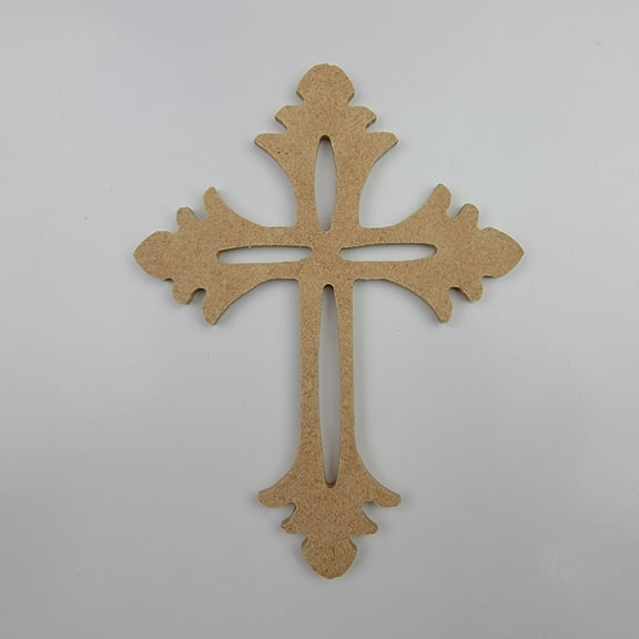 8"Beautiful Décor Wall Cross #54, Unfinished Wood Art Shape by Wooden Craft Cutouts