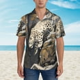 thumbnail image 2 of Yiaed Graceful Snow Leopard Print Hawaiian Shirt for Men Short Sleeve Button Down Shirts Beach Shirts for Men,Small, 2 of 7