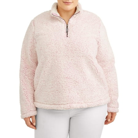 Time and Tru Women's Plus Size Snow Tipped Quarter Zip