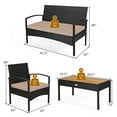 thumbnail image 3 of Costway 4PCS Patio Rattan Furniture Set Sofa Chair Coffee Table W/Cushion Brown, 3 of 10