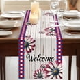 thumbnail image 5 of 4th of July Daisy Flower White Wood Table Runner 13x72in Non-Slip Cotton Linen Table Runners, Summer Floral Red Blue Grid Dresser Scarves TableRunner for Dinner Kitchen Dining Wedding Party, 5 of 9