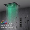 thumbnail image 2 of Grolta Matte black 12 inch rain mist 64 LED lights bluetooth music 4 way thermostatc shower faucet - 7'6" x 10'9", 2 of 4