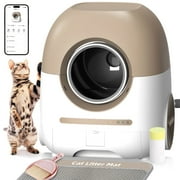 REDSASA Self-Cleaning Cat Litter Box, Automatic Cat Litter Box with APP Control/Health Monitoring/Odor-Removal, Brown