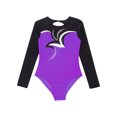 thumbnail image 5 of DPOIS Kids Girls Gymnastic Leotard Long Sleeve Color Block Bodysuit Ballet Dance Outfit Purple 14, 5 of 7