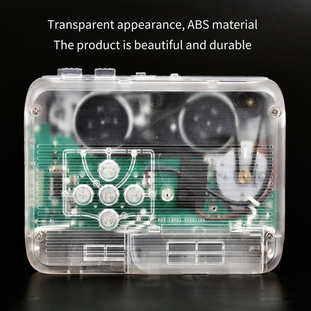 Kuymtek Walkman estéreo Radio FM Reproductor de casete compatible con Bluetooth (Transparente)