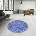 thumbnail image 4 of Ahgly Tapis d'Intérieur Lavable en Machine Carré Transitionnel Bleu Ciel, 7 Pieds Carré, 4 of 7