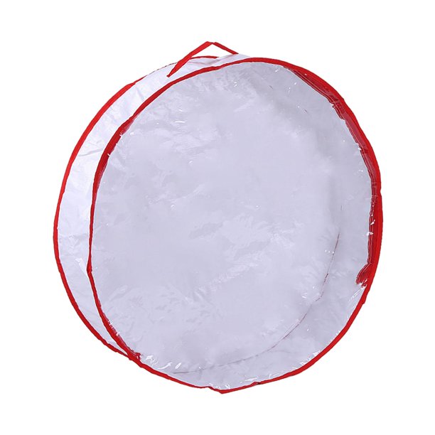 Bolsa de almacenamiento de corona navideña, decoración duradera con asas de transporte, estuche transparente, soporte de almacenamiento de corona con blanco