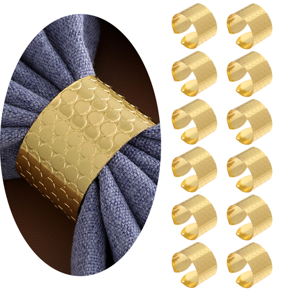 Napkin Rings Set of 12,Wave point Napkin Holders, Serviette Rings Bulk for Party Decoration, Dinning Table, Everyday, Family Gatherings - A Great Tabletop Décor - Gold