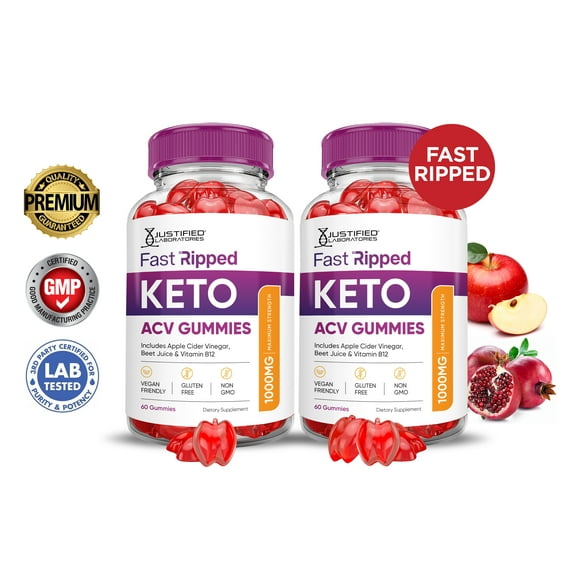 (2 Pack) Fast Ripped Keto ACV Gummies 1000MG Dietary Supplement 120 Gummys