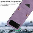 thumbnail image 2 of Decase for Z Flip 3 Case, Galaxy Z Flip 3 Wallet Case with Strap Lanyard Crossbody & Card Holder, Leather Protective Phone Case Cover with Adjustable Shoulder Strap, Purple, 2 of 6