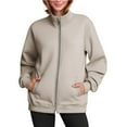 thumbnail image 3 of Holzkary Zip Up Cardigan Sweatshirts for Women Sweatshirts with Pocket Long Sleeve Cute Hoodie Clothes Graphic Printed Pullover Top Comfy Fall Winter Outfits Clothes 2025 Fashion Beige M, 3 of 9