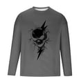 thumbnail image 5 of APEXFWDT Men's Big & Tall Halloween Skull Print T-shirt Long Sleeve Crew Neck Casual Shirt Festival Graphic Tee,S,Gray, 5 of 5